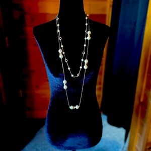 Gold and  pearl layering necklaces